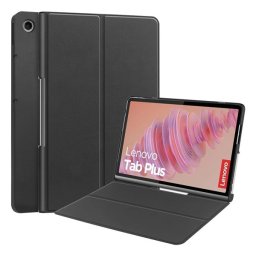 Tok álló, bőr hatású (FLIP, oldalra nyíló) FEKETE Lenovo Tab Plus (TB351FU)