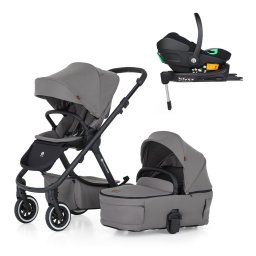 Petite&Mars Kombinált babakocsi ICON 2in1 Dove Grey LITE AIR + Core Pro i-Size Black Grey + Bázis