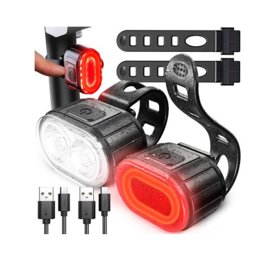 Erős fényű LED-es vízálló kerékpár első és hátsó lámpa, USB-s, RT
