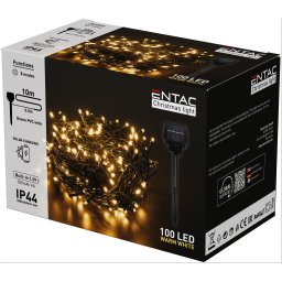 Entac Karácsonyi IP44 100 LED Füzér CW 10m Leszúrható Napelemes Konzollal