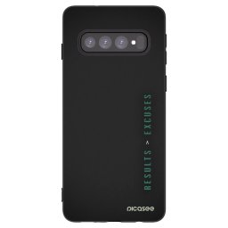Fekete szilikon tok az alábbi mobiltelefonokra Samsung Galaxy S10 G973 - Results x Excuses