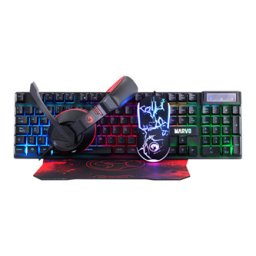 Marvo CM409 HU billentyűzet szett vezetékes (USB) US, fekete, gaming egérrel, egérpaddal és fejhallgatóval, gaming, membrános háttérvilágítással