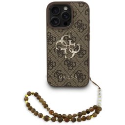 Guess 4G Strap 4G klasszikus logós tok iPhone 16 Pro Max készülékhez barna