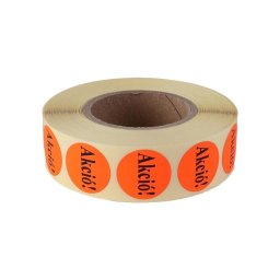 Etikett címke, 20mm, körcímke tekercses, akció felirattal 1000 címke/tekercs piros