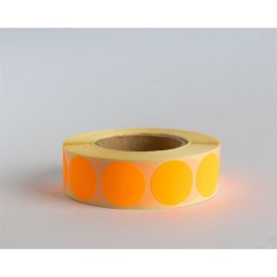 Etikett címke, 20mm, körcímke tekercses, 1000 címke/tekercs fluo narancs