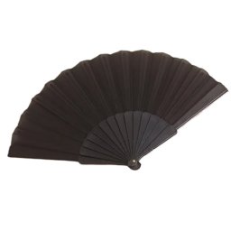 Legyező, fekete, textil, 23 cm