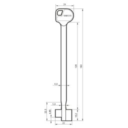 Cawi Rohling SR-Z160 nyerskulcs 160 mm-es páncélszekrény kulcsnyers