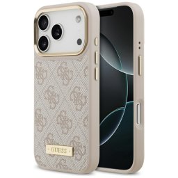 Guess 4G Logo Plate MagSafe tok iPhone 17 Pro rózsaszínű iPhone 17 Pro tokhoz