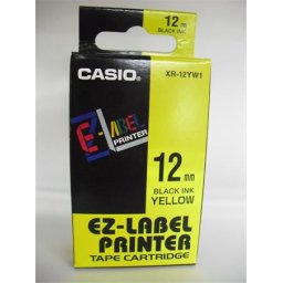 CASIO Feliratozógép szalag, 12 mm x 8 m, CASIO, sárga-fekete