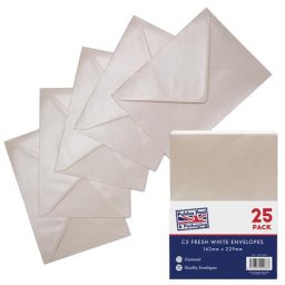 PUKKA PAD Boríték, C5, enyvezett, PUKKA PAD "Fresh White", elefántcsont fehér