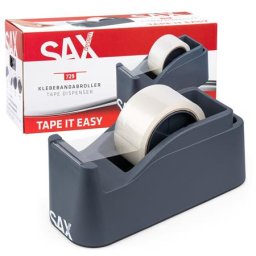 SAX Csomagolószalag adagoló, asztali, csomagolószalaggal, SAX "729", antracit szürke