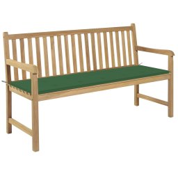 vidaXL tömör tíkfa kerti pad zöld párnával 150 cm