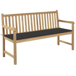 vidaXL tömör tíkfa kerti pad antracitszürke párnával 150 cm