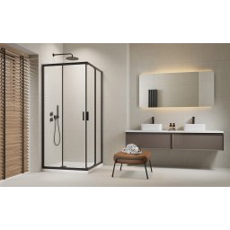 H2O Comfort Black C/D szĂśgletes fekete zuhanykabin 90x90 ĂĄtlĂĄtszĂł