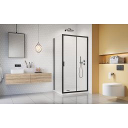H2O Comfort Black DWJ+S szĂśgletes fekete zuhanykabin 120x90 ĂĄtlĂĄtszĂł