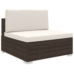 vidaXL barna moduláris polyrattan középső kanapé párnákkal