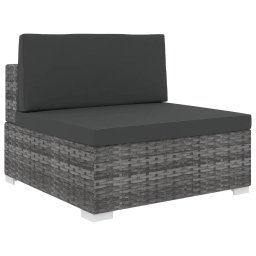 vidaXL szürke moduláris polyrattan középső kanapé párnákkal
