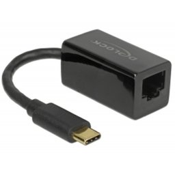 Delock adapter Szupergyors USB (USB 3.1 Gen 1) USB Type-C™ csatlakozóval > Gigabit LAN 10/100/1000 Mbps kompakt fekete színű