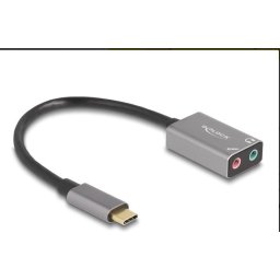 Delock külső USB Type-C hangkártya Plug & Play audioadapterrel, 2 db 3,5 mm-es sztereo jack csatlakozóval