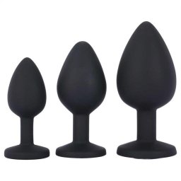 Me You Us Anál plug szett három méretű fekete szilikon alapzóval