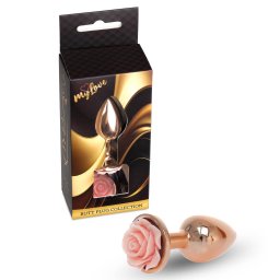 MyLove Toys Anál plug Fém, hűthető, 7 cm piros-arany rózsa