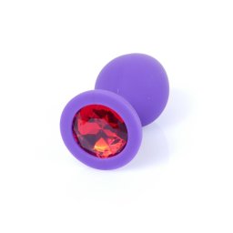 Anál plug Szilikon ékszeres Bulbusos, anatómiai 8 cm piros gyémánt