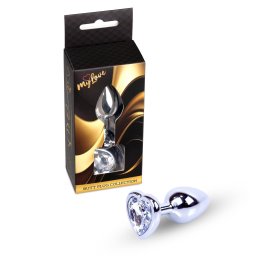 Anal plug Fém hűthető-melegíthető 7 cm átlátszó kristály díszítéssel