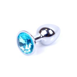 Anál plug díszkristályos, fém, 7 cm világoskék