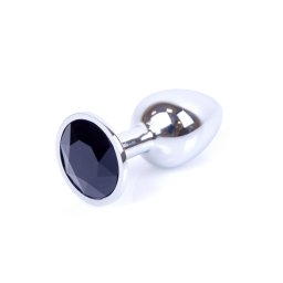 Anál plug Fém, hűsíthető, 7 cm fekete kristály díszítéssel