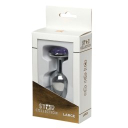 Star Collection Anál plug fém, polírozott, lila kő L méret ezüst