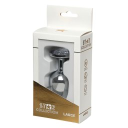Star Collection Anál plug Luxus kivitel, nagy méret L ezüst, átlátszó kő