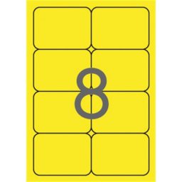 APLI Etikett, 99,1x67,7 mm, színes, kerekített sarkú, APLI, neon sárga, 160 etikett/csomag