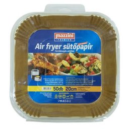 MAZZINI Sütőpapír, szilikonos, Air Fryer készülékhez, szögletes, 20 cm, 50 db, MAZZINI "Premium"