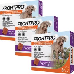 Frontpro tabletta 25-50 kg közötti kutyáknak (9 db tabletta ~ 3 doboz | 25-50 kg | 9 x 136 mg)