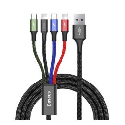 Baseus Fast 4in1 USB-C - 2xLightning - Micro USB adatkábel, 3,5A, 1,2m, fekete