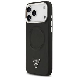 GUESS tok az IPHONE 17 Pro Max-hoz kompatibilis a MagSafe GUHMP17XPSDTSCMK (PU W/ háromszög logóval) fekete