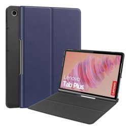 Tok álló, bőr hatású (FLIP, oldalra nyíló) SÖTÉTKÉK Lenovo Tab Plus (TB351FU)