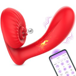Szilikon vibrtor 10 rezgsmd, nyal funkci, melegthet, app vezrlses 13,9 cm fekete