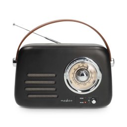 Nedis RDFM2600BK retró FM rádió, Bluetooth(R) 5.4, AUX bemenet, USB port, 1500 mAh-s lítium-ion akkumulátor