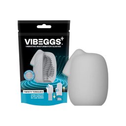 VIBEGGS Twisty Tongues - vibrációs tojás maszturbátor (fehér)