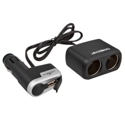 Szivargyújtó elosztó 2-es 12/24V + USB 94142