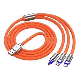 Györstöltő multifunkciós töltőkábel 3:1 max. 120W Type-C, Lightning, Micro USB-B