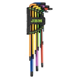Torx kulcskészlet, 9 darabos színesen festett extra hosszú, JBM 54532