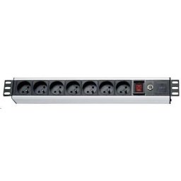 19"-os elosztó panel XtendLan 5x230V, 2xIEC320-C13, CSN, kapcsoló, feszültségjelző, túláramvédelem, kábel 1, 8m, 1, 5U