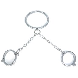 Nyakörv bilincsekkel rozsdamentes acél 37 cm nyak, 18 cm csukló