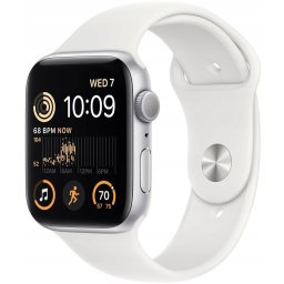 Bemutató készülék, Apple Watch SE (v2) okosóra, 40mm, Ezüst alumínium, fehér szíj
