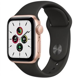 Bemutató készülék, Apple Watch SE (v2) okosóra, 40mm, Rozéarany alumínium, fekete szíj