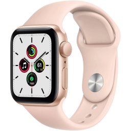 Bemutató készülék, Apple Watch SE GPS okosóra, 44mm, Arany alumínium, rózsakvarc szíj