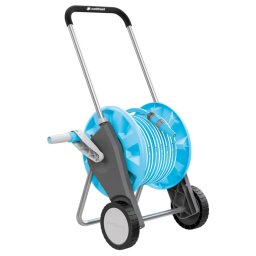 SZETT: COMPACT tömlőkocsi, 20 m 1/2" kerti tömlő, szórófej, gyorscsatlakozók kerti öntözéshez, mobilis tömlőtartó készlet