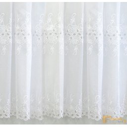 (2 méret) Sable alapon két sorban hímzett fehér elegáns fényáteresztő -280cm